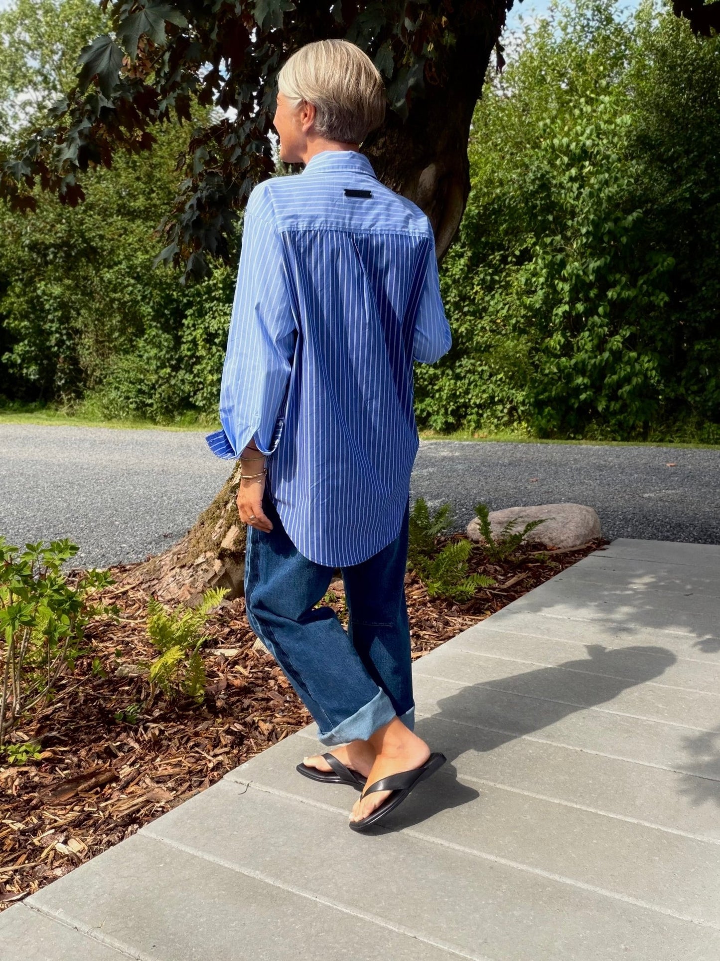 BLUE MIX STRIPE SKJORTE HL (110) - LifeStyle Hedensted
