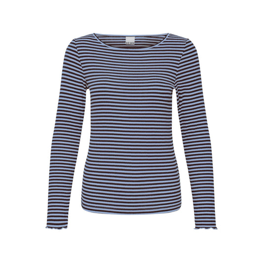 CELLA L/Æ T-SHIRT BLÅ/BRUN ICHI - LifeStyle Hedensted