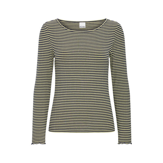 CELLA L/Æ T-SHIRT GRØN/BLÅ ICHI (160) - LifeStyle Hedensted