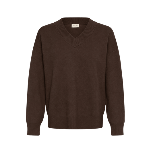 CHANTALLY STRIK PULLOVER BRUN PT (324) - LifeStyle Hedensted