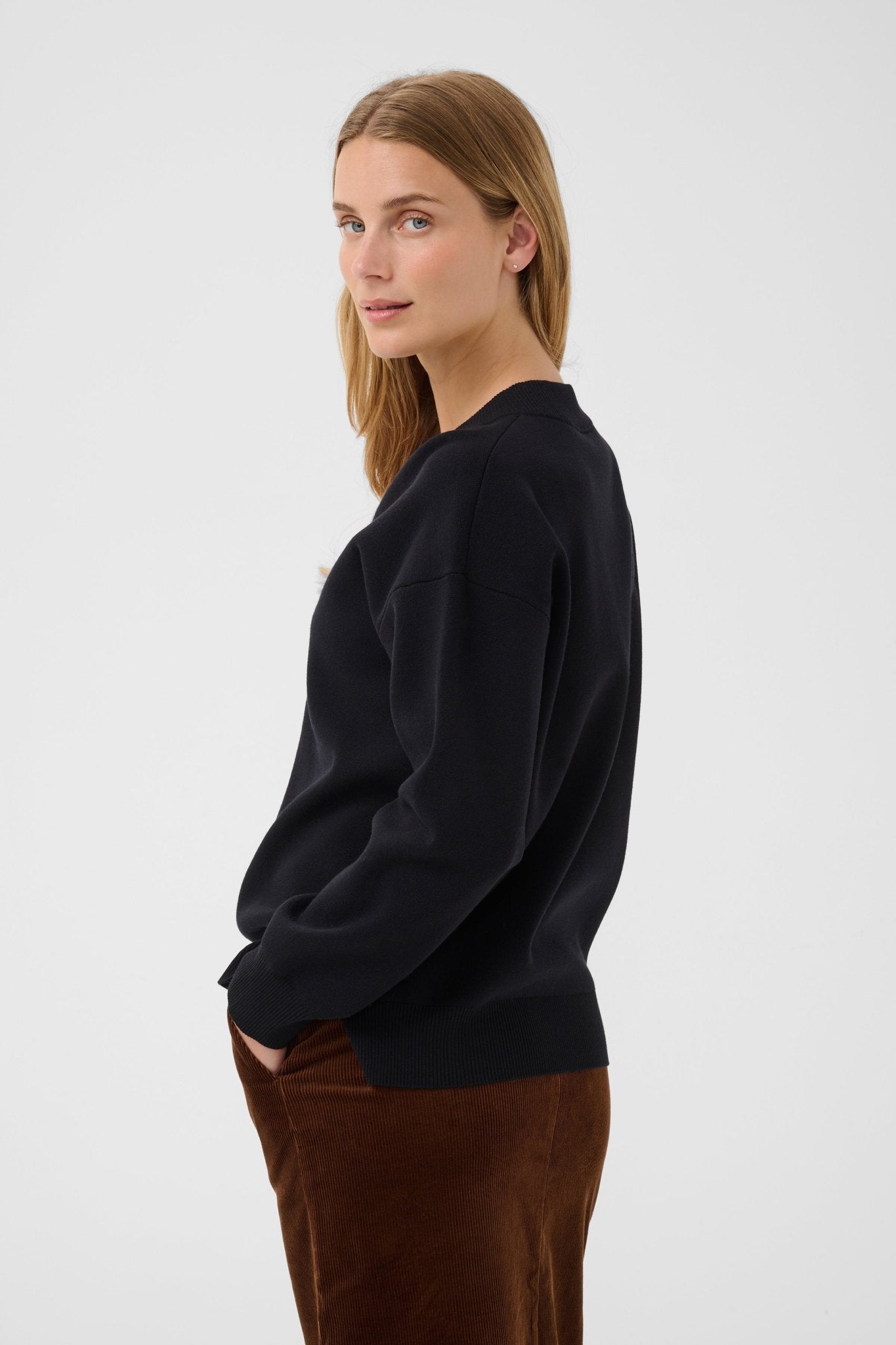 CHANTALLY STRIK PULLOVER SORT PT (325) - LifeStyle Hedensted