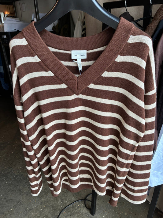 CHARLIN STRIK PULLOVER BRUN STRIBET PT (289) - LifeStyle Hedensted