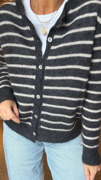 DELL STRIPED KNIT CARDIGAN BC (SALE) - LifeStyle Hedensted