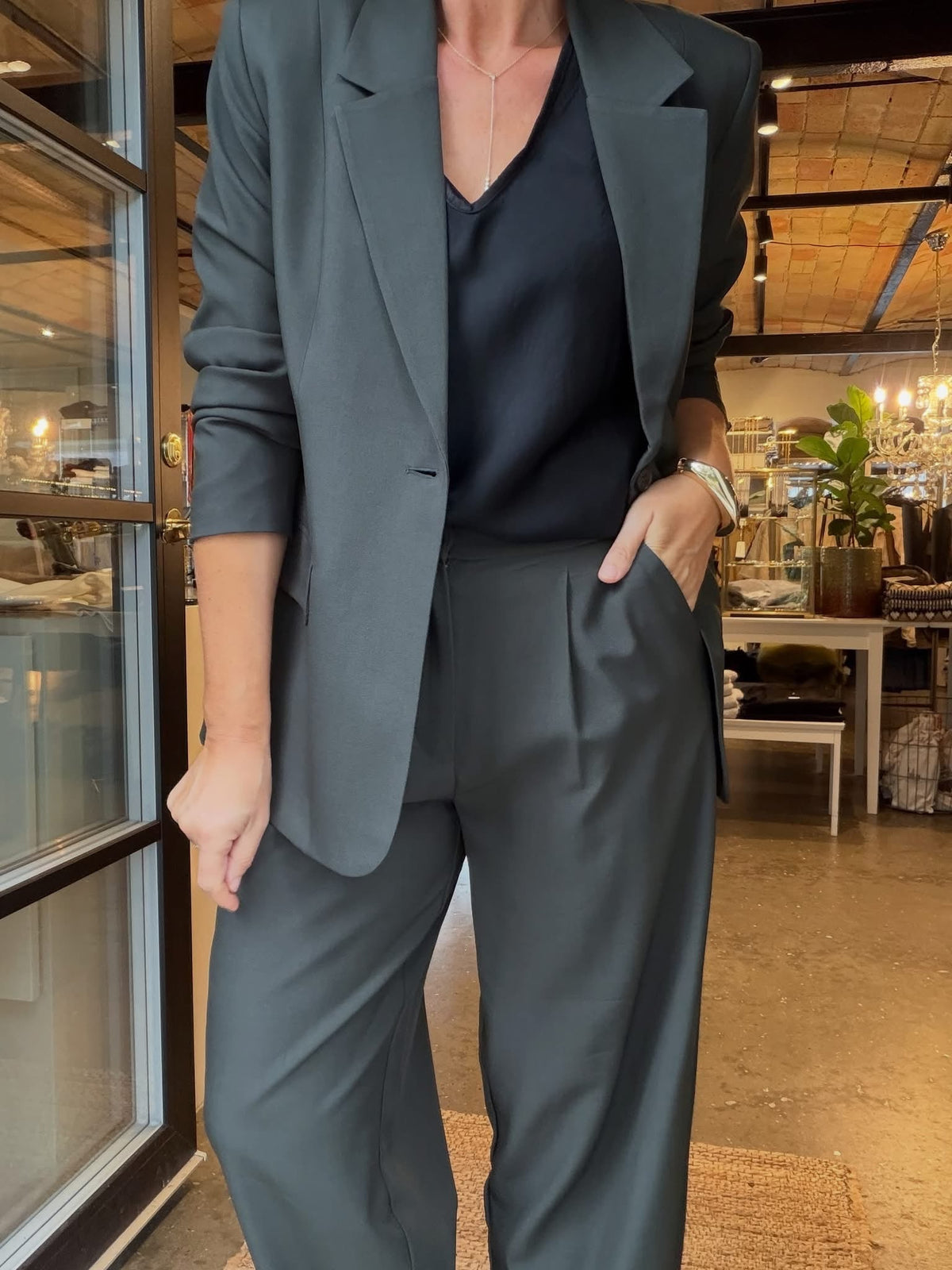 FAVA OVERSIZE BLAZER EN KNAP GRØN ICHI (S23) - LifeStyle Hedensted