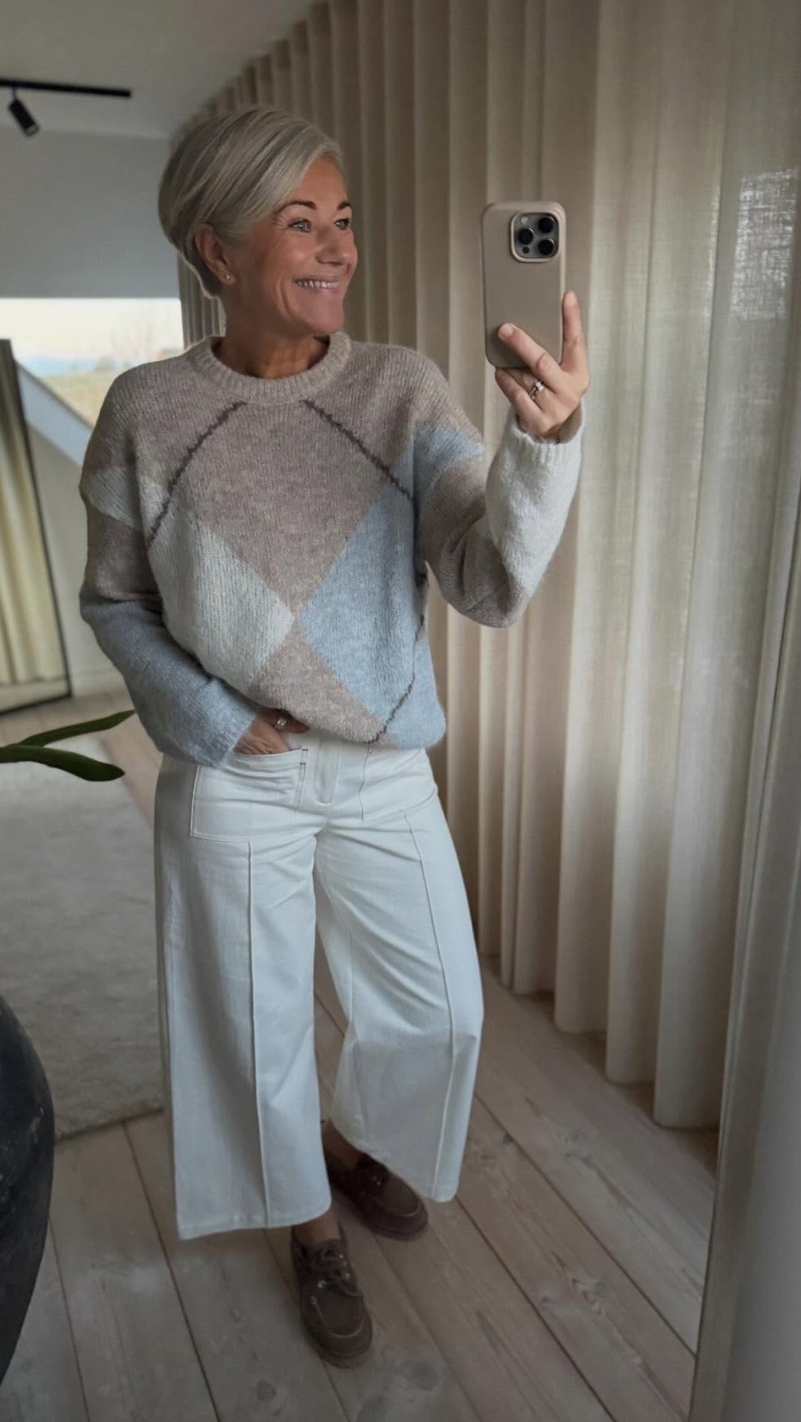 INGA CHECK FLUFF KNIT BLOUSE NN - LifeStyle Hedensted