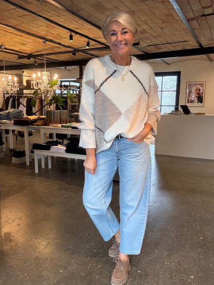 INGA CHECK FLUFF KNIT BLOUSE NN - LifeStyle Hedensted