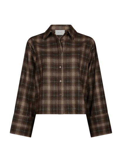 JAYLIN FLANNEL CHECK SKJORTE TAUPE NN (246) - LifeStyle Hedensted
