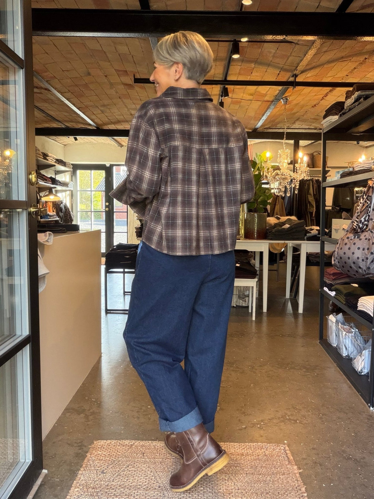 JAYLIN FLANNEL CHECK SKJORTE TAUPE NN (246) - LifeStyle Hedensted