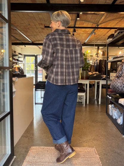 JAYLIN FLANNEL CHECK SKJORTE TAUPE NN (246) - LifeStyle Hedensted