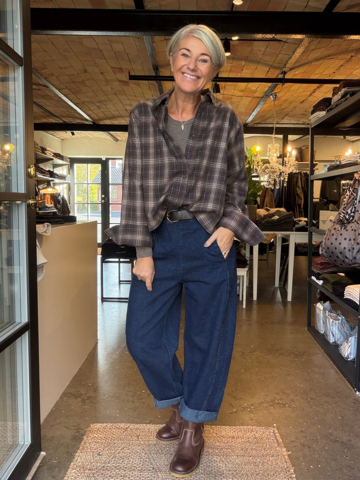 JAYLIN FLANNEL CHECK SKJORTE TAUPE NN (246) - LifeStyle Hedensted