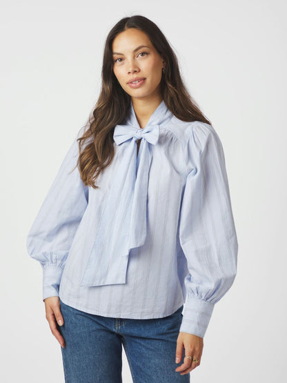 JAZ BOW STRIBET BLOUSE NN - LifeStyle Hedensted