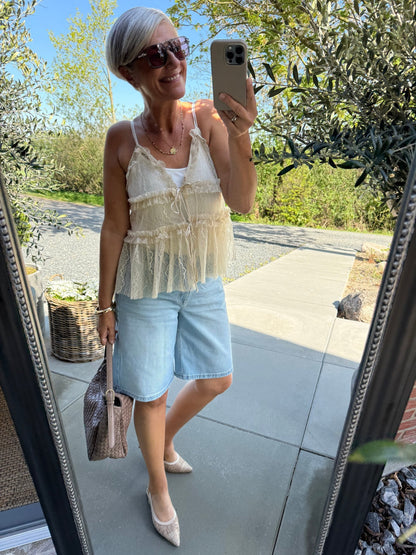 LACE TIE TOP HL - LifeStyle Hedensted