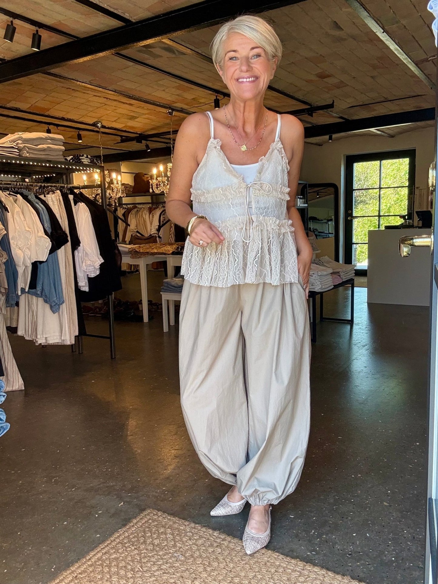 LACE TIE TOP HL - LifeStyle Hedensted