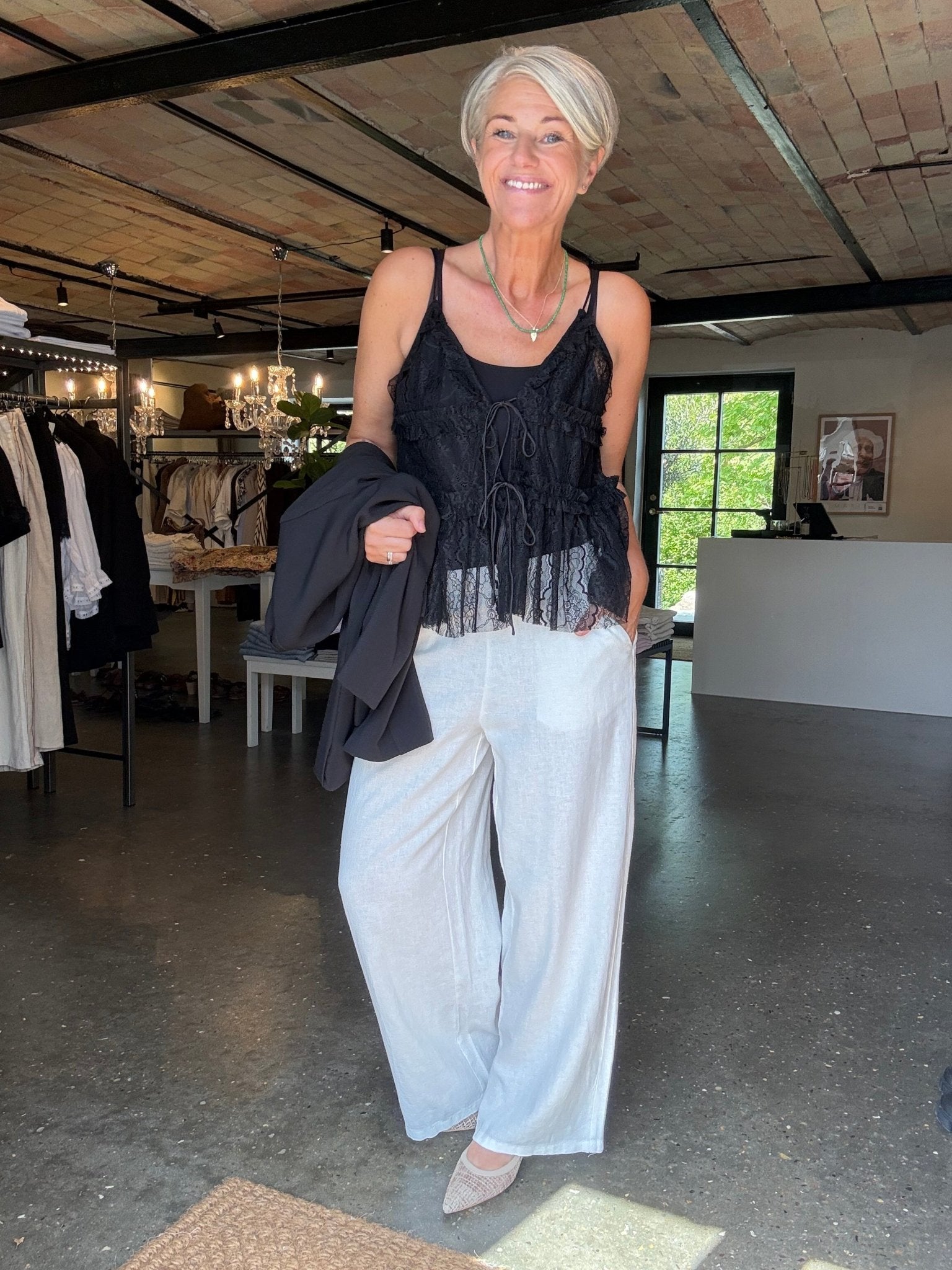 LACE TIE TOP HL - LifeStyle Hedensted