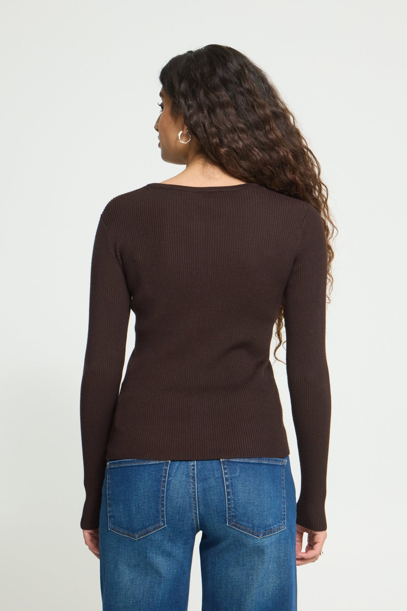 LULS RIB O-NECK LS BRUN ICHI (150) - LifeStyle Hedensted