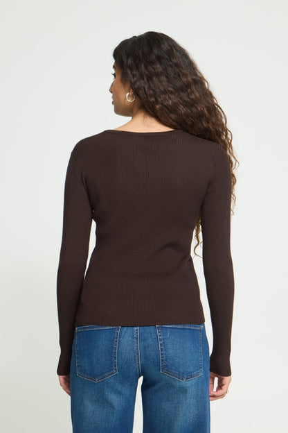 LULS RIB O-NECK LS BRUN ICHI (150) - LifeStyle Hedensted