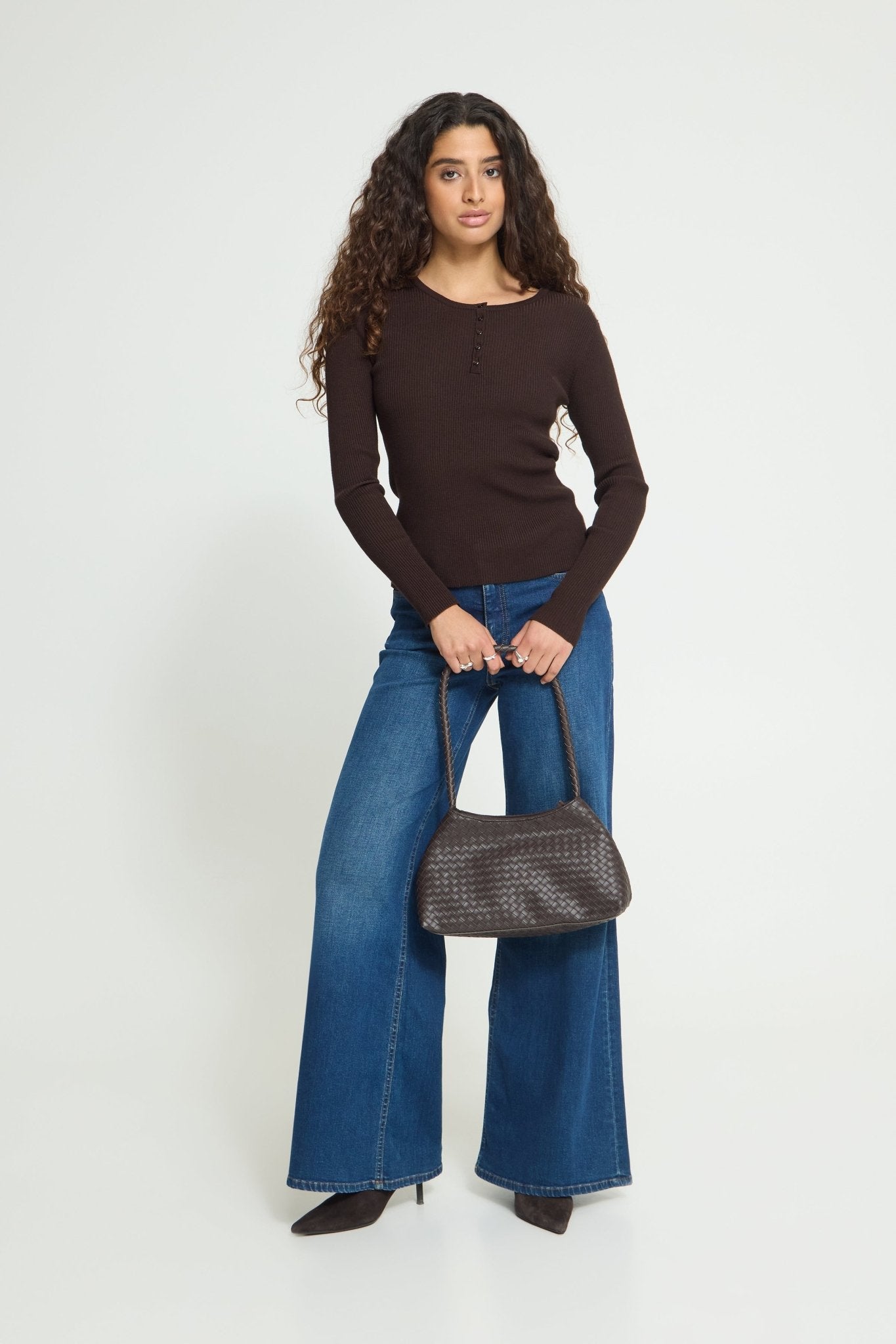 LULS RIB O-NECK LS BRUN ICHI (150) - LifeStyle Hedensted