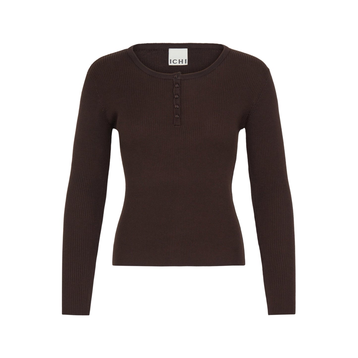 LULS RIB O-NECK LS BRUN ICHI (150) - LifeStyle Hedensted