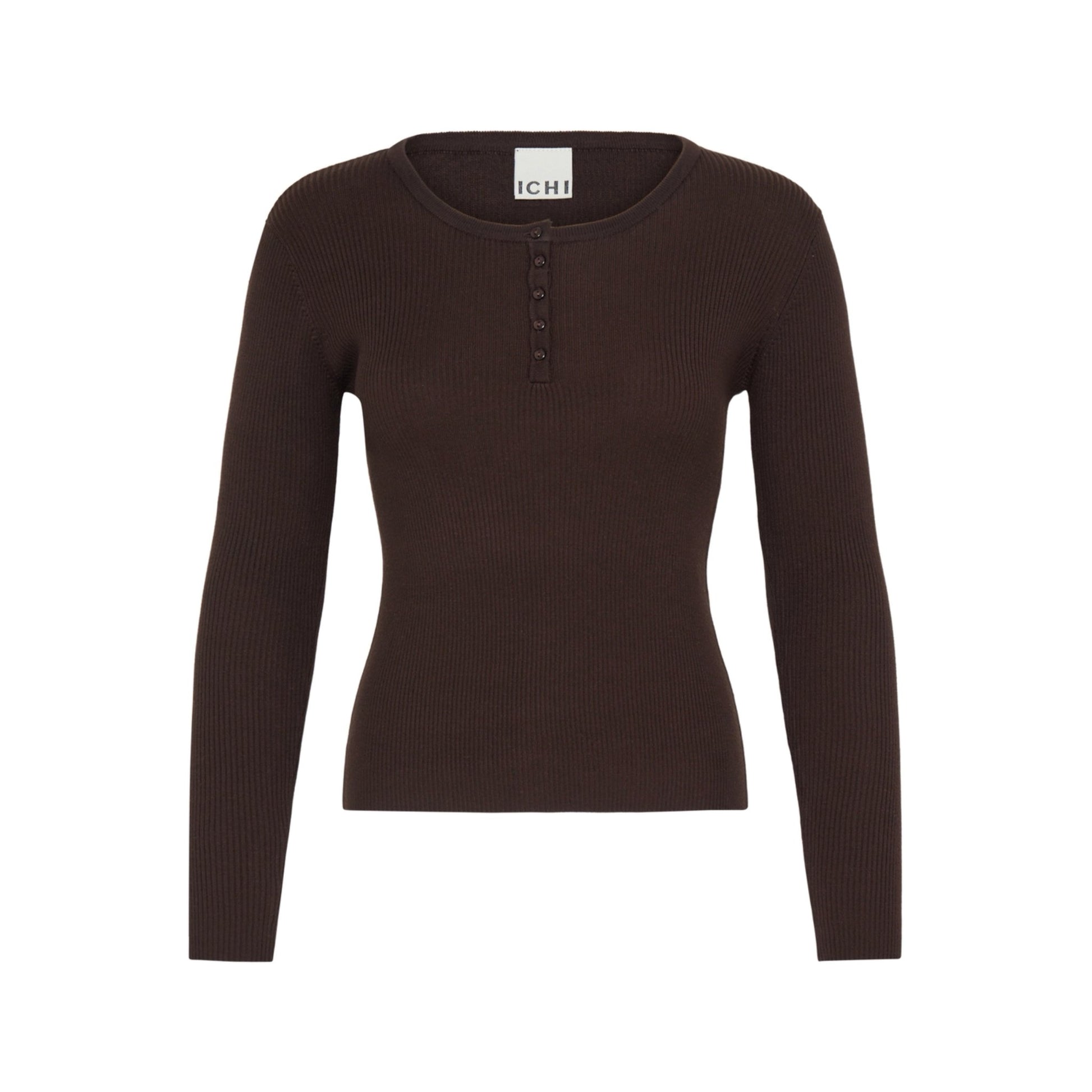 LULS RIB O-NECK LS BRUN ICHI (150) - LifeStyle Hedensted