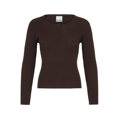 LULS RIB O-NECK LS BRUN ICHI (150) - LifeStyle Hedensted