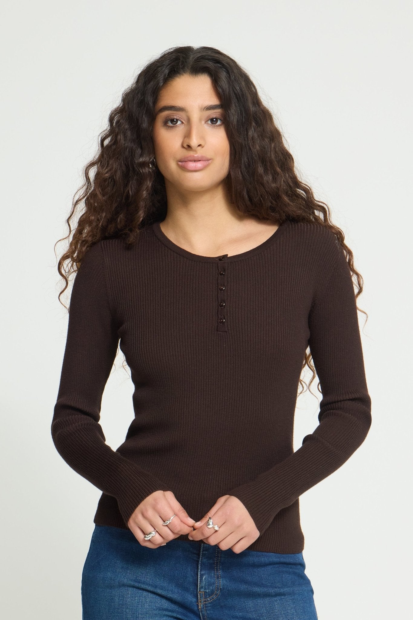 LULS RIB O-NECK LS BRUN ICHI (150) - LifeStyle Hedensted