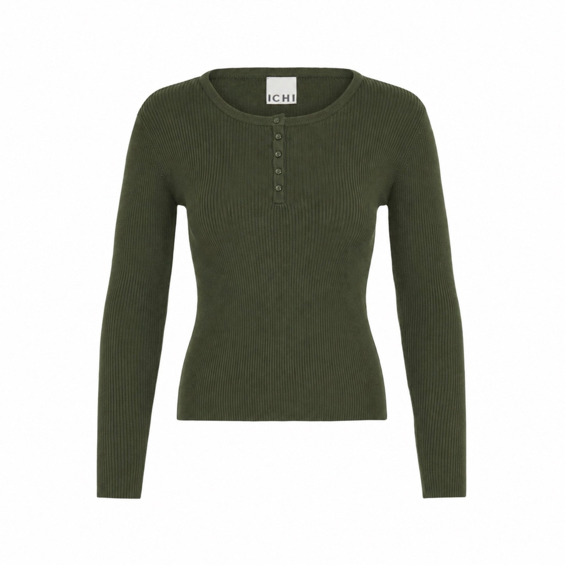 LULS RIB O-NECK LS GRØN ICHI (150) - LifeStyle Hedensted