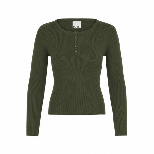 LULS RIB O-NECK LS GRØN ICHI (150) - LifeStyle Hedensted