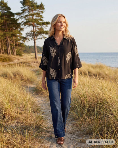 LYDIA BLUSE SORT PREPAIR (9) - LifeStyle Hedensted