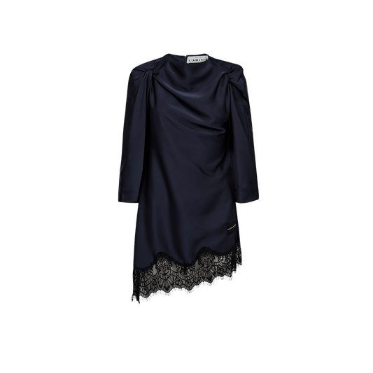 NAOMI TWIST SHOULDER KJOLE NAVY HL (95) - LifeStyle Hedensted