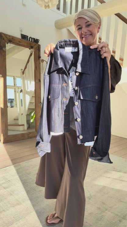 DENIM CARGO CROP SHIRT HL