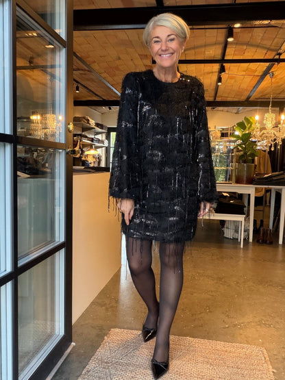 SEQUIN FRINGE MIDI DRESS (97) - LifeStyle Hedensted