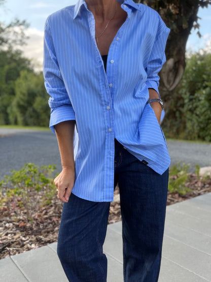 SKY PIN STRIPE SKJORTE HL (110) - LifeStyle Hedensted