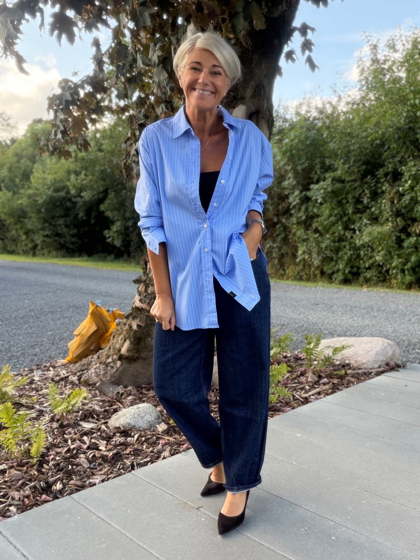 SKY PIN STRIPE SKJORTE HL (110) - LifeStyle Hedensted